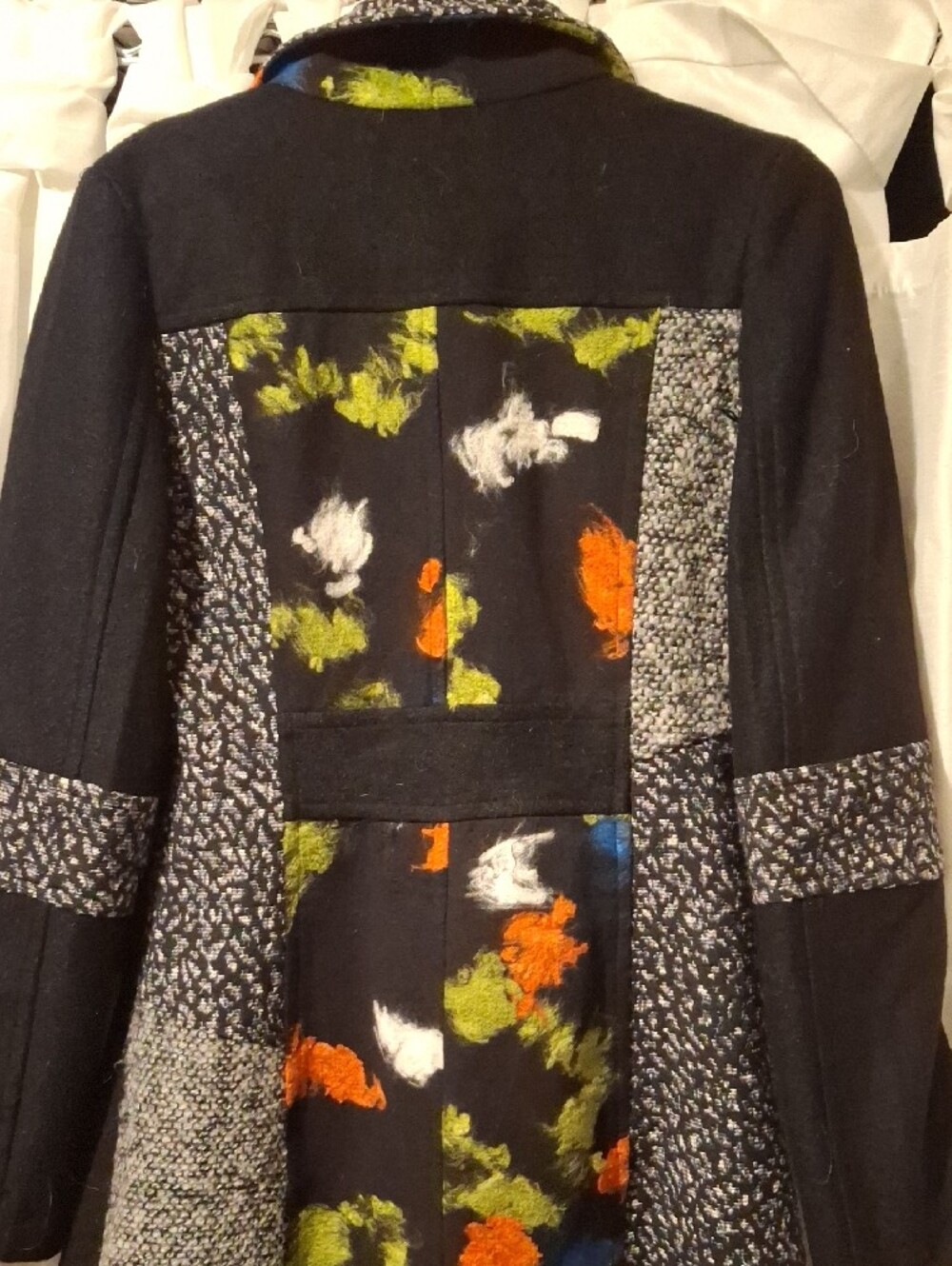 Women's Black Wool Embroidered  Coat - Picture 9 of 14